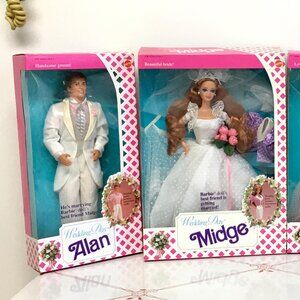 1990 Mattel Barbie "Wedding Day" Set w/ Bride Midge & Groom Alan - NIB